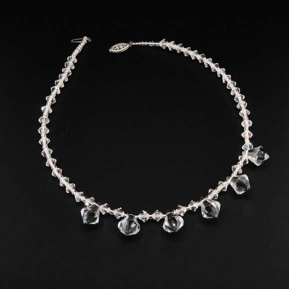 Crystal Necklace, Dainty Vintage Necklace Choker - Picture 5 of 9